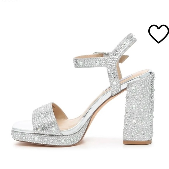 New Steve Madden Oleya Silver Rhinestone Glass Upper Sandal size 10 reg $149 - Picture 2 of 9